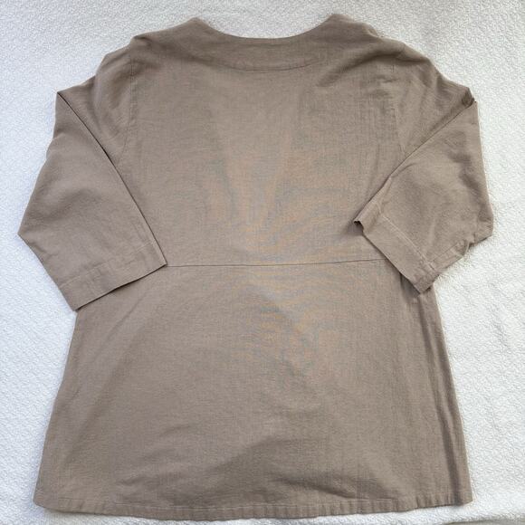 Soft Surroundings Benedetta Cotton Blend One-Button Top Beige Size PL - Picture 2 of 7